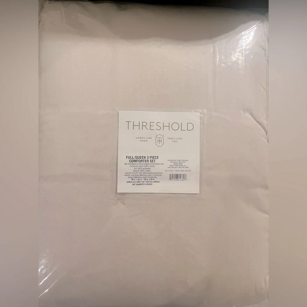 Full/Queen Cotton Velvet Comforter and Sham Set Khaki - Threshold